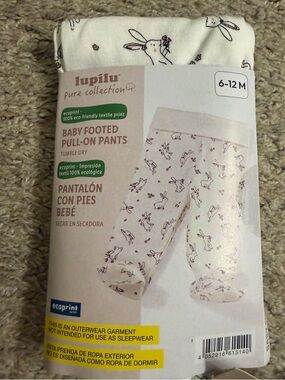 Baby Girl White Spring Bunny Footed Pants - size 6-12M